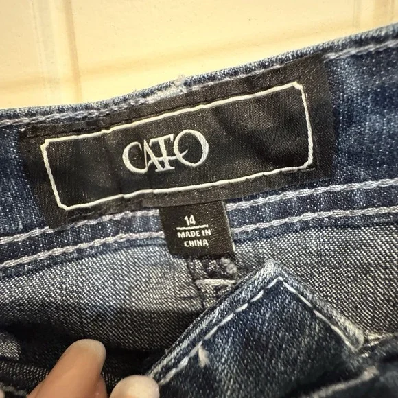 NWT Cato Denim Midi Skirt Size 14 Y2K Embellished Pocket Western Jean Skirt - Picture 5 of 10